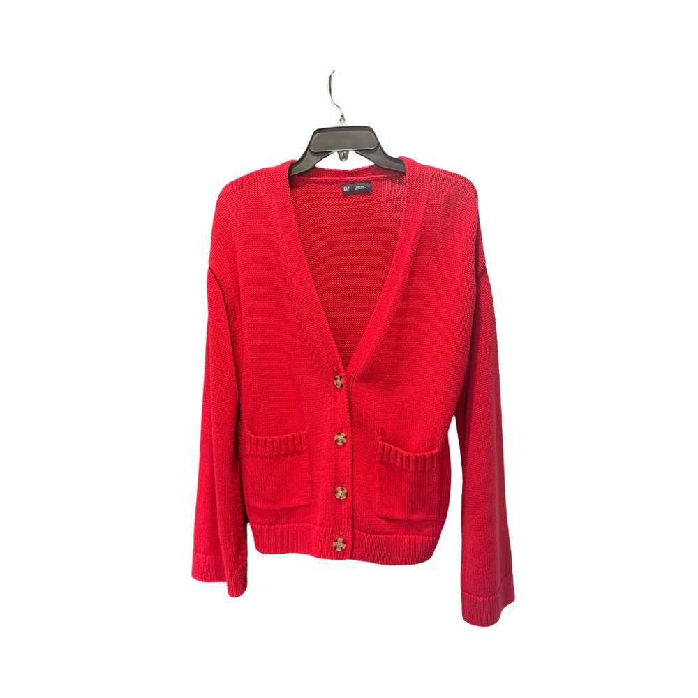 Women's Red Button-Up Sweater